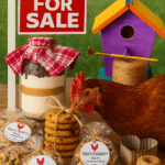 Custom real estate cookie marketing package with individually wrapped fresh-baked chocolate chip cookies featuring branded labels and QR codes, alongside a take-and-bake cookie jar designed for open houses and client closing gifts.