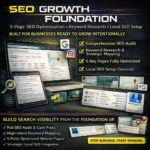 SEO Growth Foundation 5-page website optimization package featuring comprehensive SEO audit, advanced keyword research, local SEO setup, structured metadata, schema enhancements, and strategic search visibility implementation for small businesses.